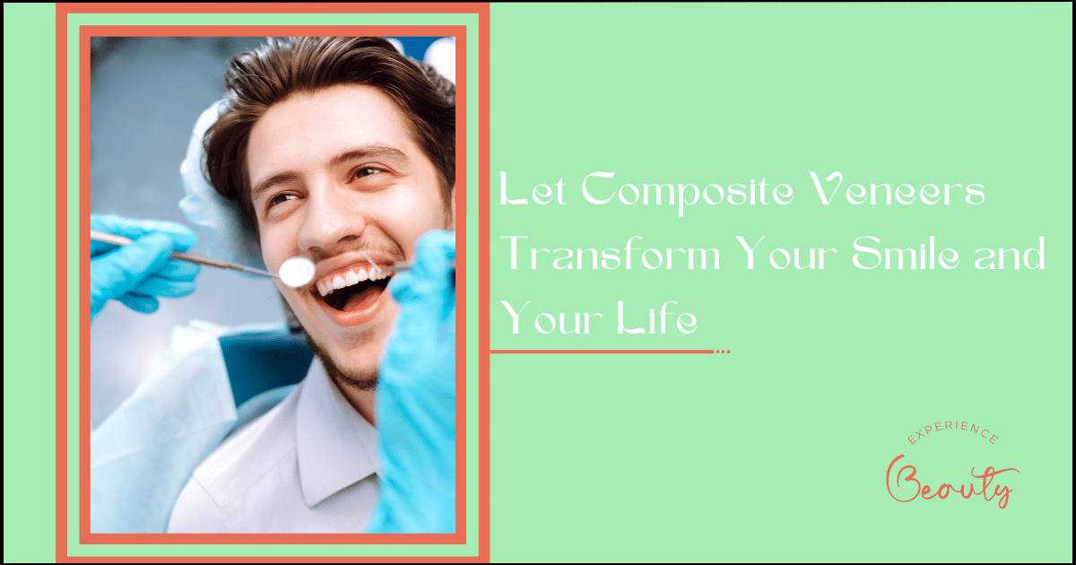 Composite Veneers Transform smile and ifte Banner Image - Young man at the dentist's chair during a dental procedure. Overview of dental caries prevention.