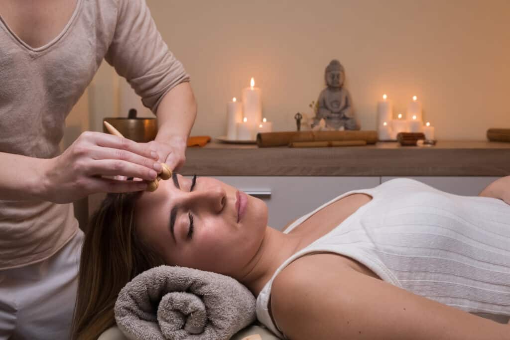 Lymphatic Drainage Face Massage. spa treatment concept