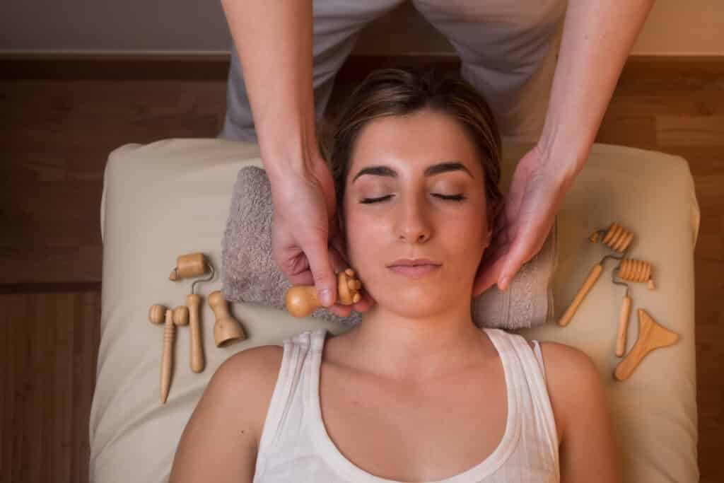 Lymphatic Drainage Face Massage. spa treatment concept